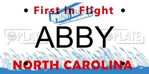 ABBY North Carolina License Plate