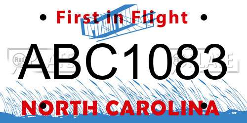 ABC1083 North Carolina License Plate