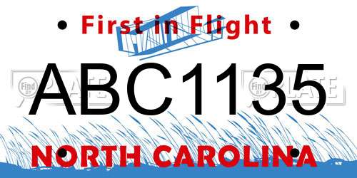 ABC1135 North Carolina License Plate