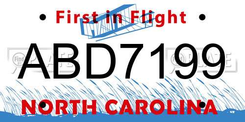 ABD7199 North Carolina License Plate