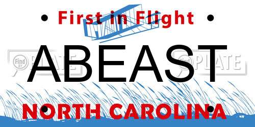 ABEAST North Carolina License Plate