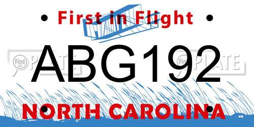 ABG192 North Carolina License Plate