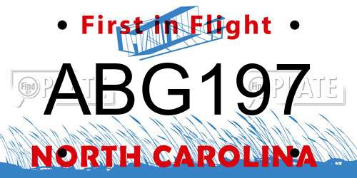ABG197 North Carolina License Plate