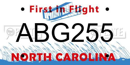 ABG255 North Carolina License Plate