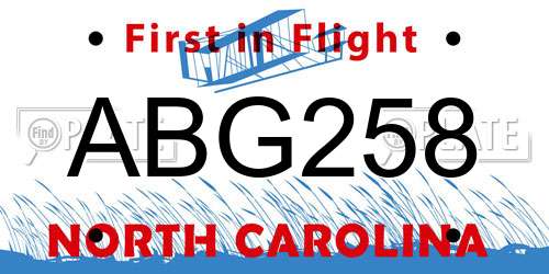 ABG258 North Carolina License Plate