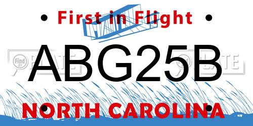 ABG25B North Carolina License Plate