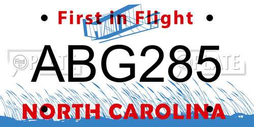 ABG285 North Carolina License Plate