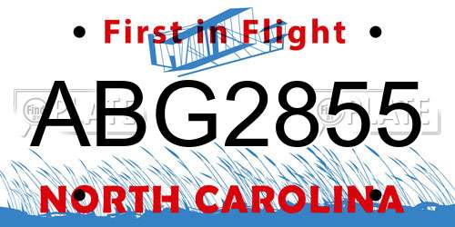 ABG2855 North Carolina License Plate