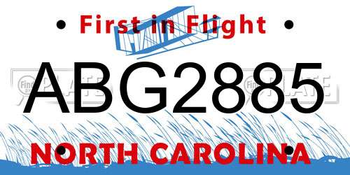 ABG2885 North Carolina License Plate
