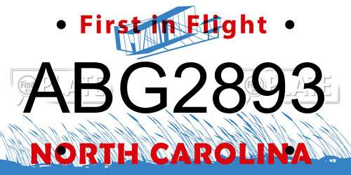ABG2893 North Carolina License Plate