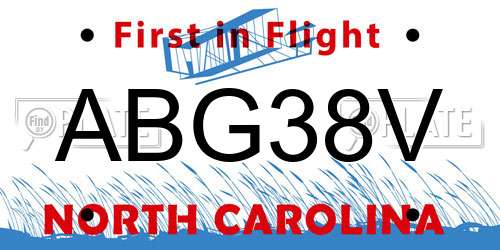 ABG38V North Carolina License Plate