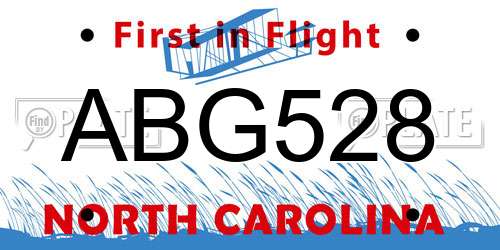 ABG528 North Carolina License Plate