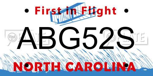 ABG52S North Carolina License Plate