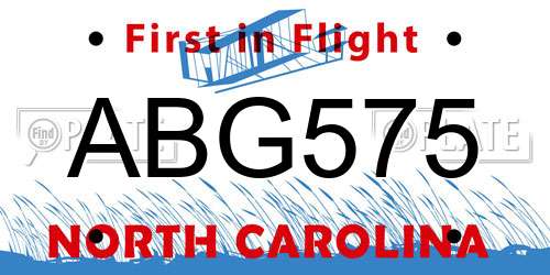 ABG575 North Carolina License Plate