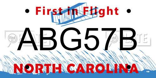 ABG57B North Carolina License Plate