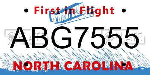 ABG7555 North Carolina License Plate