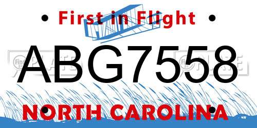 ABG7558 North Carolina License Plate