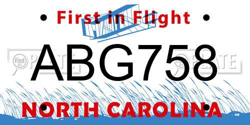 ABG758 North Carolina License Plate