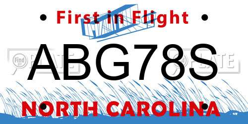 ABG78S North Carolina License Plate