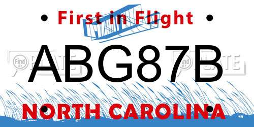 ABG87B North Carolina License Plate