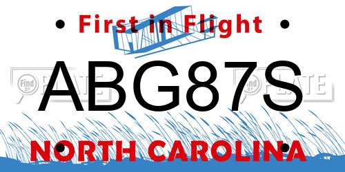 ABG87S North Carolina License Plate