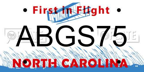 ABGS75 North Carolina License Plate