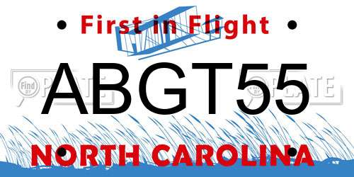 ABGT55 North Carolina License Plate