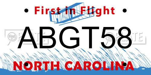 ABGT58 North Carolina License Plate