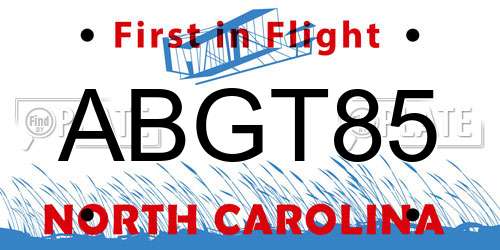 ABGT85 North Carolina License Plate