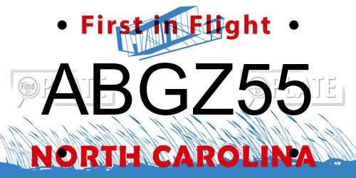 ABGZ55 North Carolina License Plate