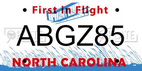 ABGZ85 North Carolina License Plate