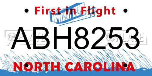 ABH8253 North Carolina License Plate