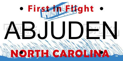 ABJUDEN North Carolina License Plate