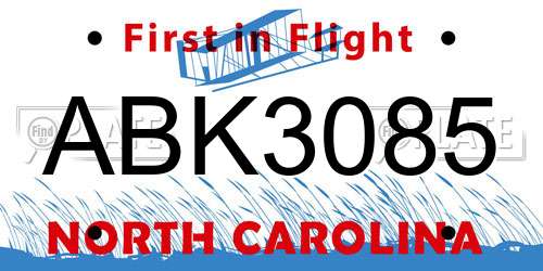 ABK3085 North Carolina License Plate