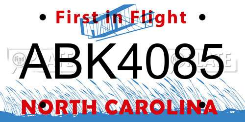 ABK4085 North Carolina License Plate