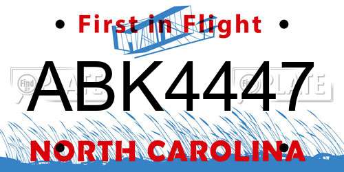 ABK4447 North Carolina License Plate