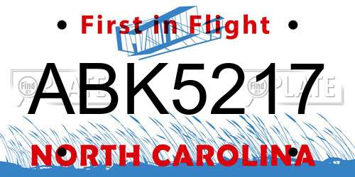 ABK5217 North Carolina License Plate