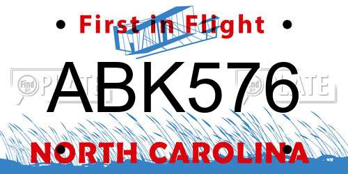 ABK576 North Carolina License Plate