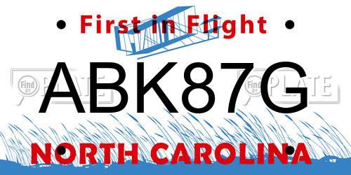 ABK87G North Carolina License Plate