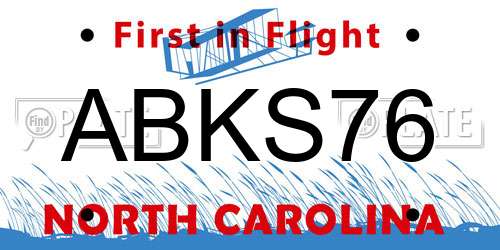 ABKS76 North Carolina License Plate