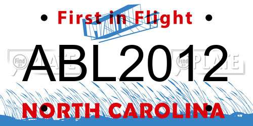 ABL2012 North Carolina License Plate