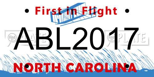 ABL2017 North Carolina License Plate