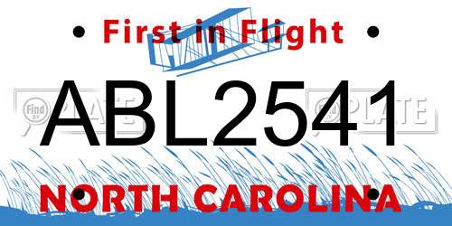 ABL2541 North Carolina License Plate
