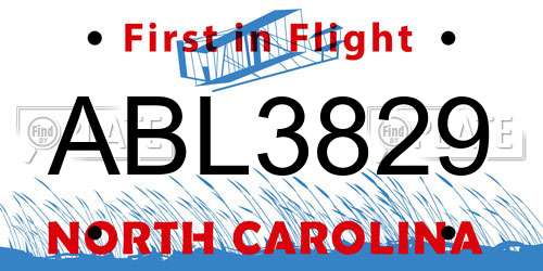 ABL3829 North Carolina License Plate