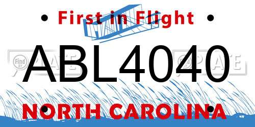ABL4040 North Carolina License Plate