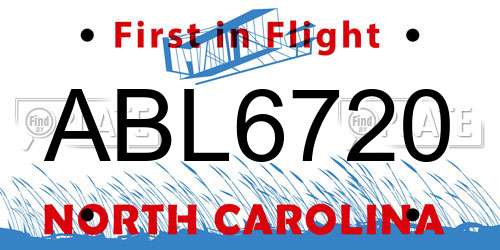 ABL6720 North Carolina License Plate