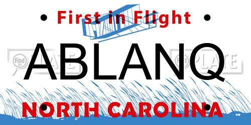 ABLANQ North Carolina License Plate
