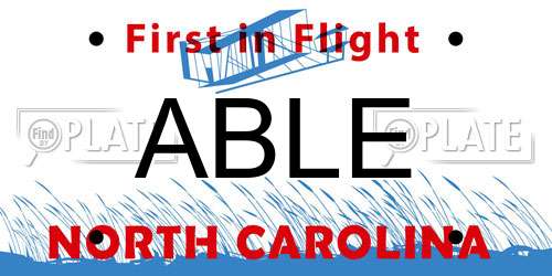 ABLE North Carolina License Plate
