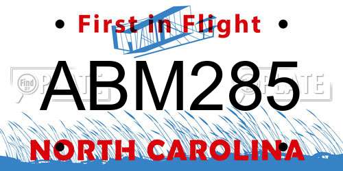 ABM285 North Carolina License Plate