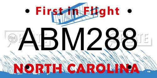 ABM288 North Carolina License Plate